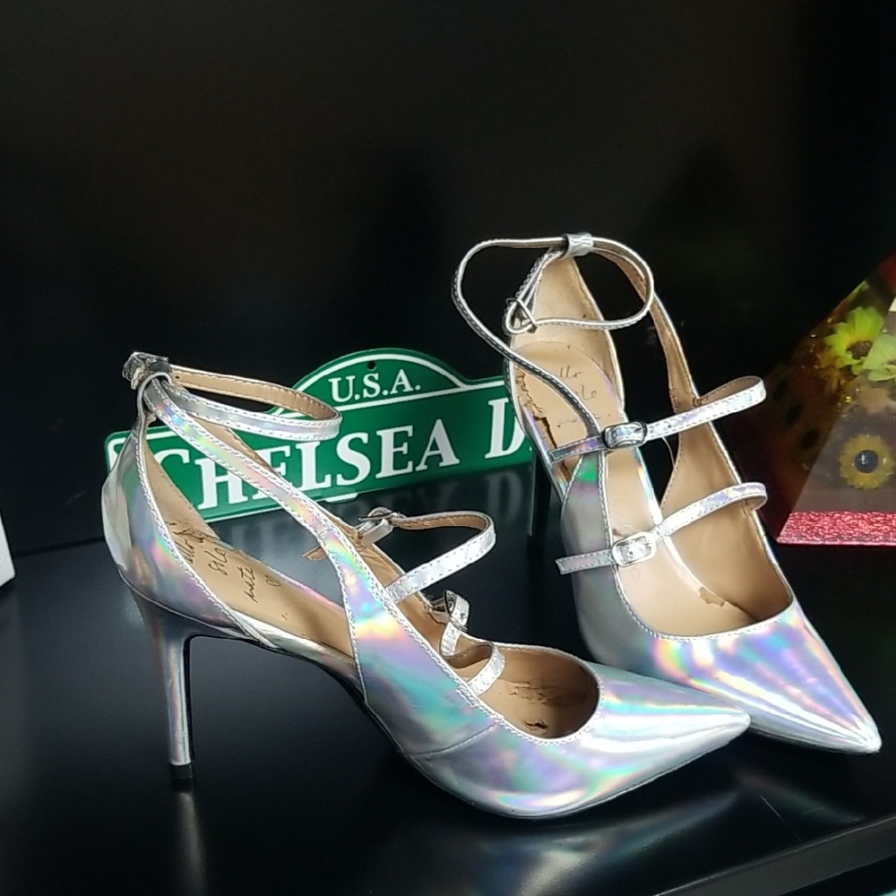 Banana Republic Silver Holographic Heels